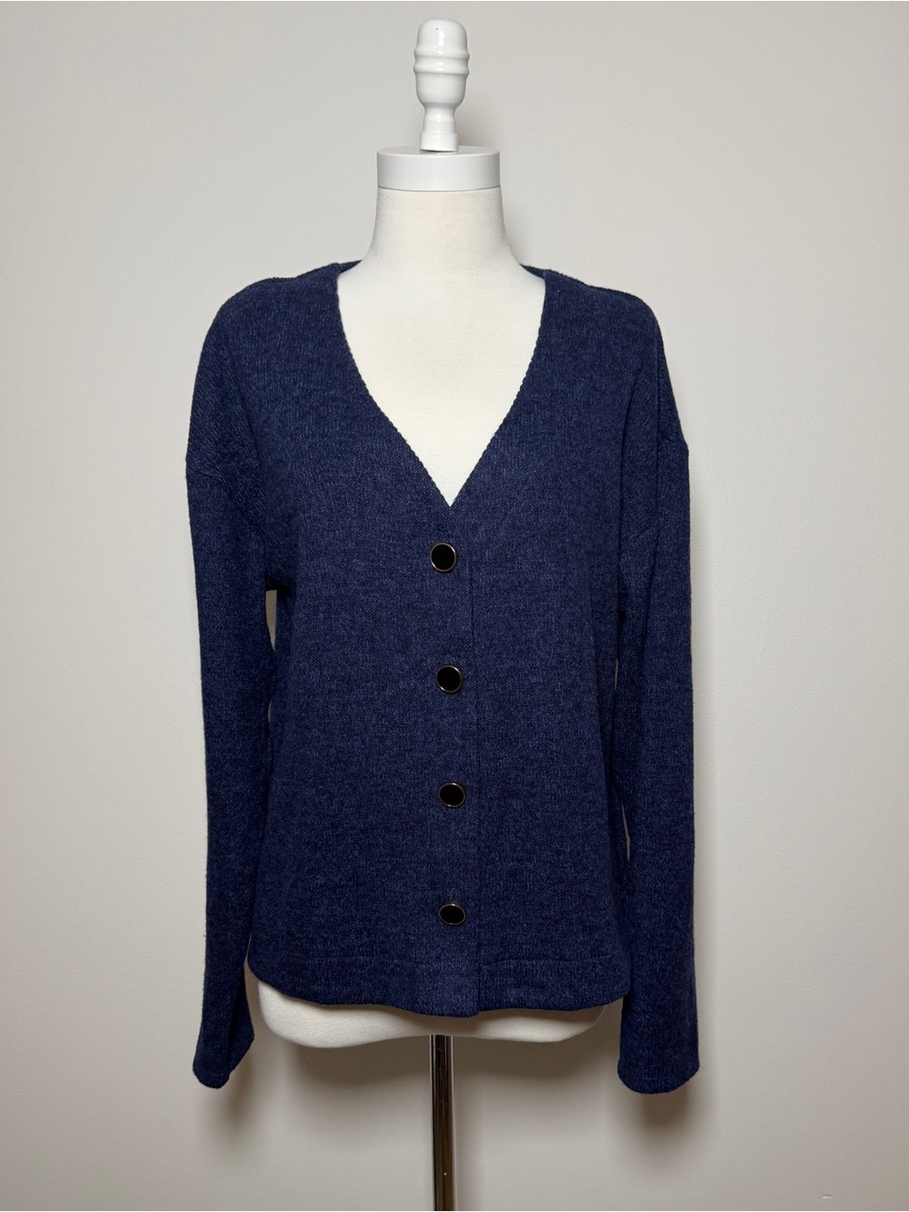 Brea Canyon - Navy Blue Button-Front Women's Cardigan - Size M